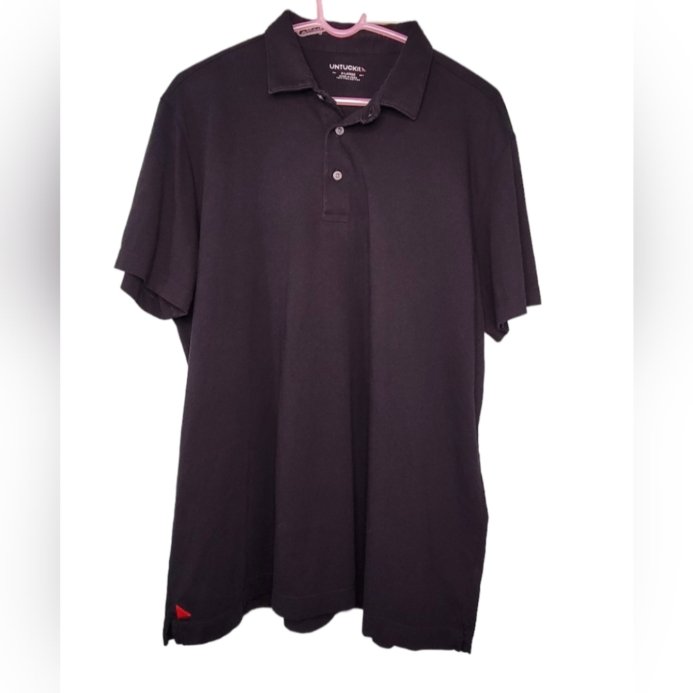 Untuckit Polo Shirt Mens XL Black Pima Cotton Short Sleeve Casual